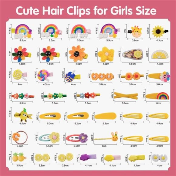 Hair Clips For Girls Cute Snap Hair Accessories Mixed Patterns Barrettes - Picture 6 of 6